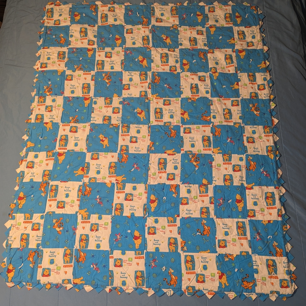 Blue and White Patchwork Quilt
